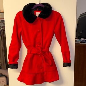 Cat & Jack Girl’s Red Coat with Black Trim